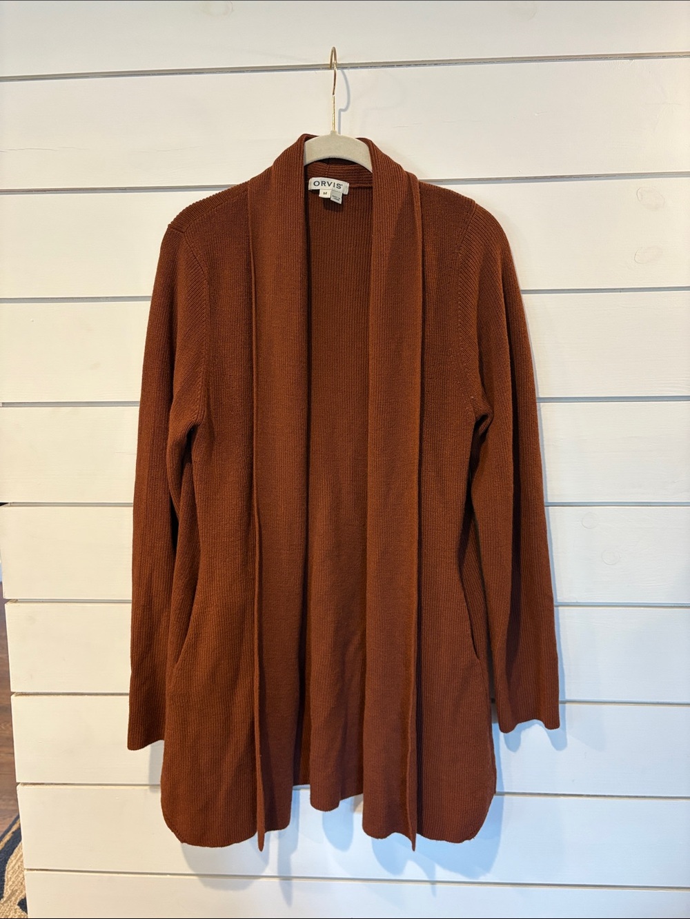 Orvis Women's Open-Front Burnt Orange Cardigan